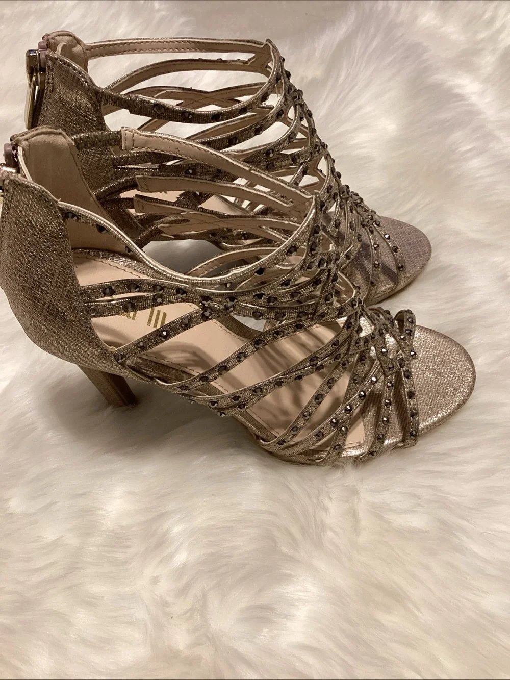 Bar III Embellished Strappy High Heel Sandal - Gold